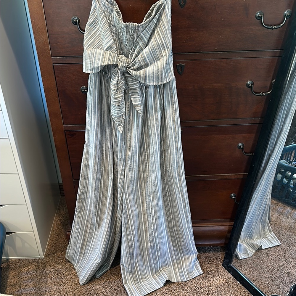 Bishop + Young Blue and White Striped Jumpsuit
